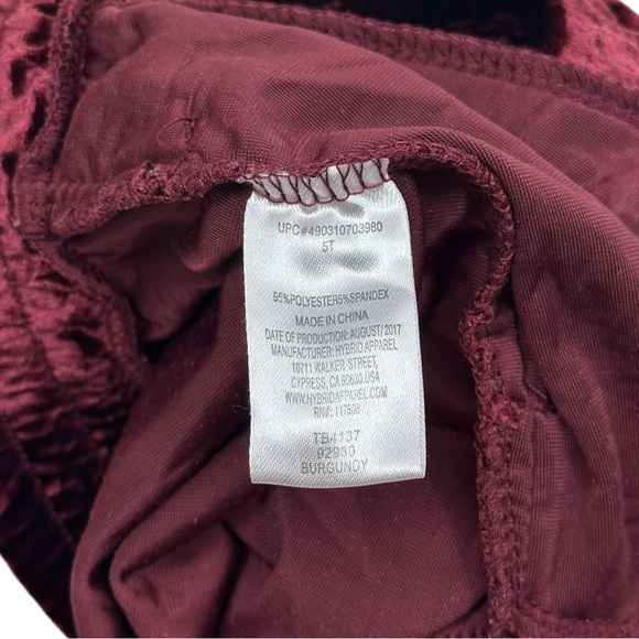 Afton Street Burgundy Velour Drop Crotch Joggers Crushed Velvet Toddler Girl 5T - Picture 4 of 5